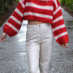 Fashion Striped Turtleneck Long Sleeve Loose Knit Sweater