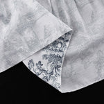 Loose Puff Sleeves Pleated Printed Split-Joint Tied Waist Stand Collar Mini Dresses