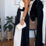 Social Hour Colourblock Tailored Bandeau Tie-up Waist Wide Leg Jumpsuit