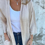 Solid Color Casual Long Sleeve Loose Pocket Cardigan