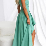 One Shoulder Cut Out High Low Hem Maxi Swing Dress