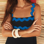A-line High Waisted Contrast Color Zipper Square-neck Maxi Dresses Midi Dresses