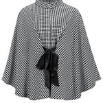 Stylish Houndstooth Loose Lace-up Cape
