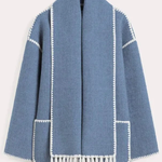 Scarf-Neckline Felt Woolen Coat