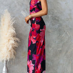 Off Shoulder Floral Print Bodycon Maxi Dress
