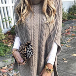 Margovil Solid Turtleneck Slit Sleeve Cloak Sweater