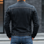 Men's Vintage Washed Baseball Collar Slim Fit Denim Jacket