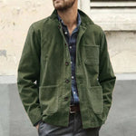 Men's Vintage Cotton Multi Pocket Lapel Long Sleeve Workwear Jacket