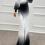 Margovil Off Shoulder Ruched Waist Gradient Tie Dye Wrap Maxi Dress