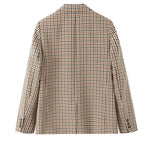 Margovil Notch Lapel Single Breasted Plaid Blazer
