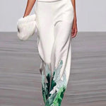 High Waisted Loose Pockets Printed Pants Trousers