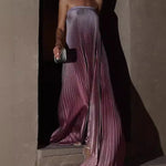 A-Line Loose Elasticity Gradient Pleated Tube Evening Dresses Maxi Dresses