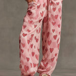 Retro Pink Heart Chiffon Sleeveless Wide-Leg Jumpsuit