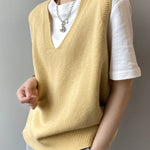 Simple 9 Colors V-Neck Loose Sleeveless Vest