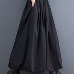 Urban Loose Drawstring High Waisted Black Bubble Skirt