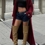 Warm Harvest Knit Button Detail Belted Duster Maxi Cardigan