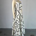 A-Line High Waisted Pockets Printed Split-Joint Spaghetti-Neck Maxi Dresses