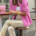 Loose and simple round neck sweater cardigan