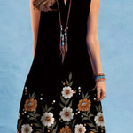 Loose Plus Size Flower Print V-Neck Mini Dresses