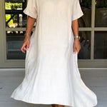 Classy Plain Half Sleeve Midi Dress