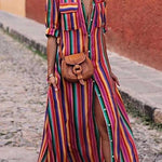 BOHEMIAN MULTICOLOR STRIPED DRESS