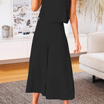 Margovil Crewneck Tank Top Wide Leg Cropped Pants Set