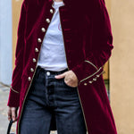Warm velvet patchwork multi-button women's jacket