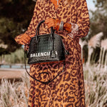 Leopard Print Button-Up Long Sleeve Maxi Dress