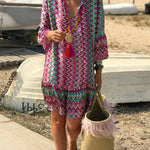 Hailee Colorful Water Ripple Print Casual Beach Mini Dress