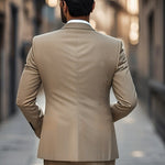 Men's Casual Breathable Cotton Notched Lapel Single Breasted Slim Fit Blazer
