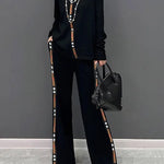 Long Sleeves Loose Contrast Color Printed High Neck T-Shirts Tops