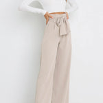 In Vogue Belted Pocketed Wide Leg Pants