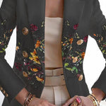 Art print double-breasted blazer
