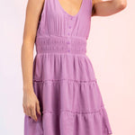 Fashion U-neck elastic waist sleeveless mini skirt