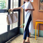 Casual Simple Split-Side Designed Long T-Shirt