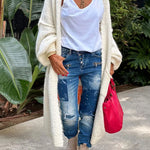 Margovil Open Front Love and Peace Pattern Long Sweater Cardigan(in 5 Colors)