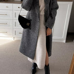 Cowl Neck Waisted Side Slit Midi Sweater Dress
