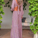 Serene Dreams Printed Side Cutout Elastic Waist Maxi Dress