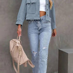 Women's Waffle Cardigan Short Top Jacket