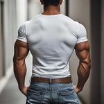 Men's Casual V-neck Button Cotton Blend Slim Fit Short Sleeve T-Shirt