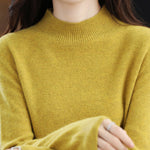 Office Long Sleeves Solid Color High-Neck Sweater Tops Pullovers