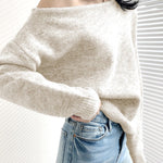 Casual Loose Long Sleeves Solid Color Off-The-Shoulder Sweater Tops