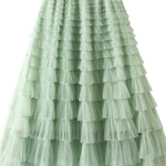 Be Your Own City Queen Tiered Elastic Waist Tulle Maxi Skirt