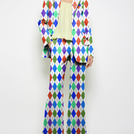 Loose Wide Leg Pockets Printed Pants Suit Pants Trousers