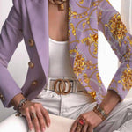 Art print double-breasted blazer