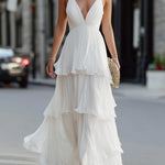Tiered V-Neck Spaghetti Strap Maxi Dress