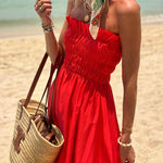 Passionate Beach Pleated Bandeau Resort Long Dress