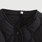 Stand-collar single-breasted mid-length loose cotton coat