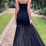 Margovil Strapless Mesh Splice Bodycon Maxi Dress