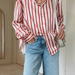 Margovil Long Sleeves Button Down Striped Blouse Shirt